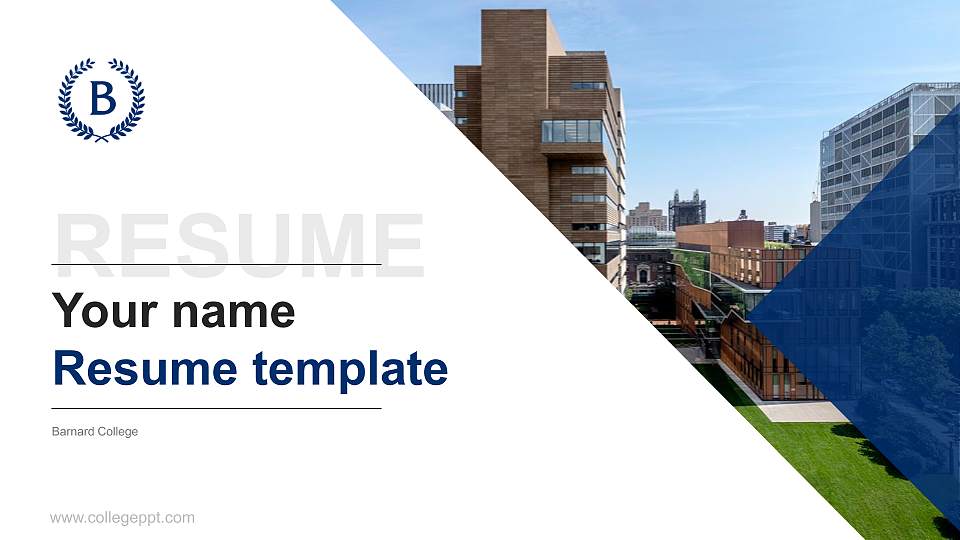 Barnard College Resume PPT Template16:9 ratio PPT effect preview image