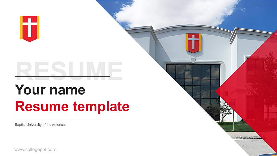 Baptist University of the Americas Resume PPT Template16:9 ratio PPT effect preview image
