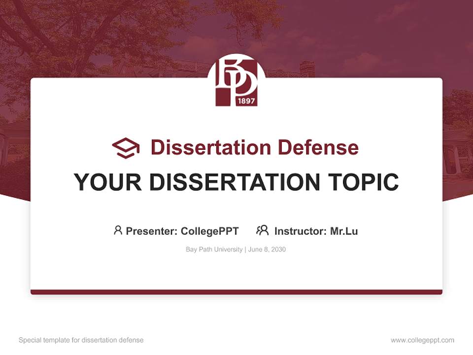Bay Path University Graduation Thesis Defense PPT Template4:3 ratio PPT effect preview image7