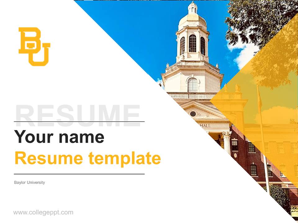 Baylor University Resume PPT Template4:3 ratio PPT effect preview image5