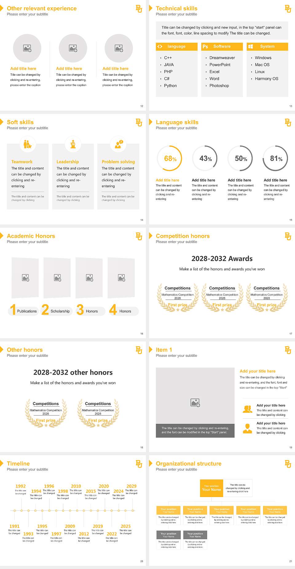 Baylor University Resume PPT Template4:3 ratio PPT effect preview image3