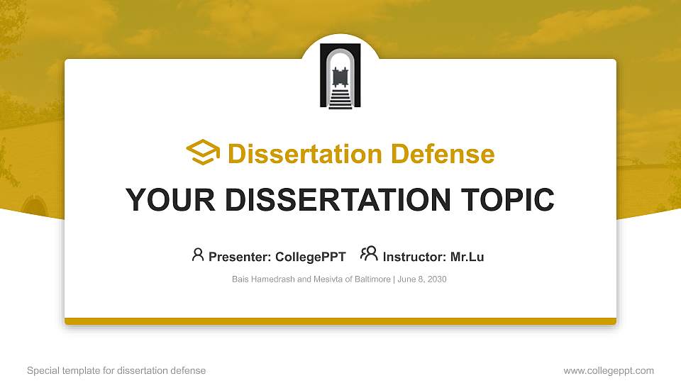 Bais Hamedrash and Mesivta of Baltimore Graduation Thesis Defense PPT Template16:9 ratio PPT effect preview image