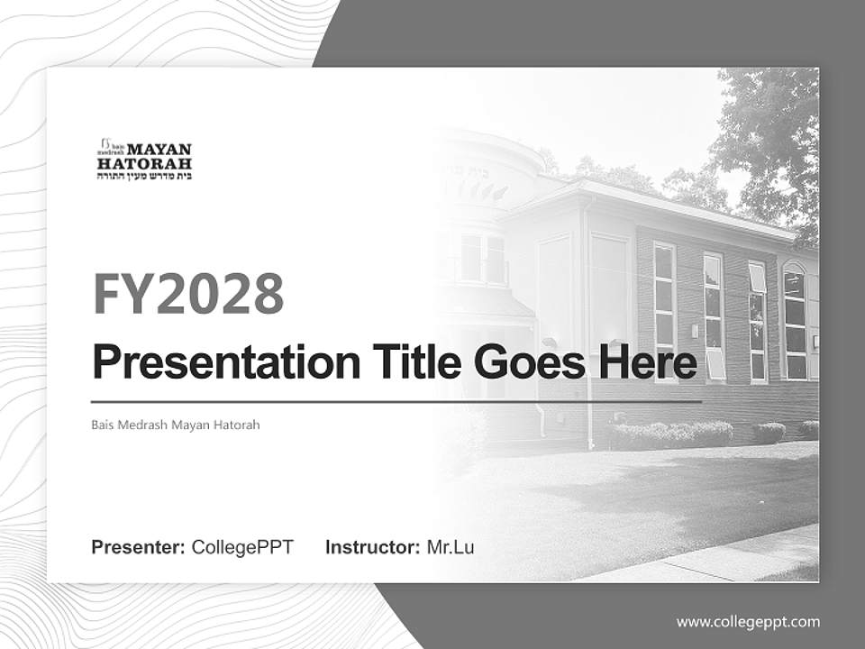 Bais Medrash Mayan Hatorah Academic Presentation/Research Findings Report PPT Template4:3 ratio PPT effect preview image5