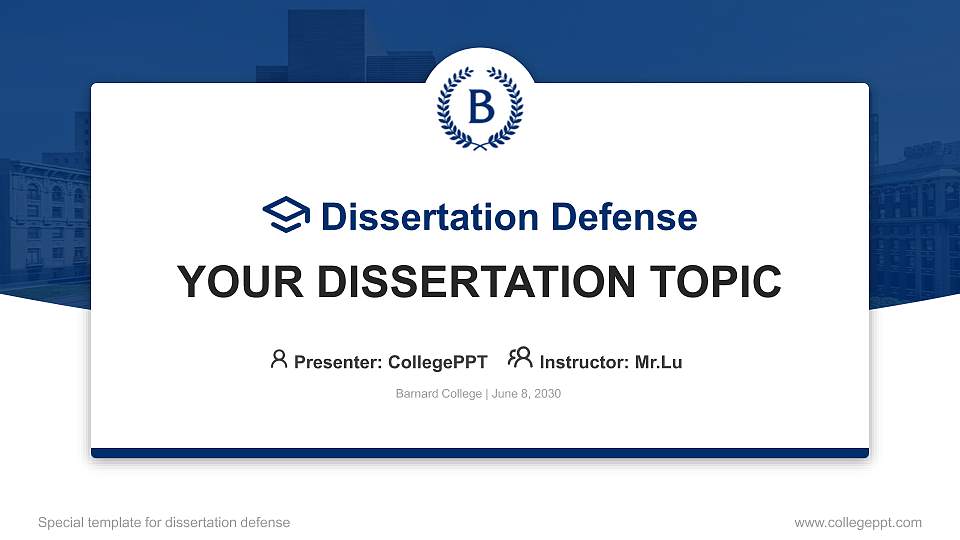 Barnard College Graduation Thesis Defense PPT Template16:9 ratio PPT effect preview image