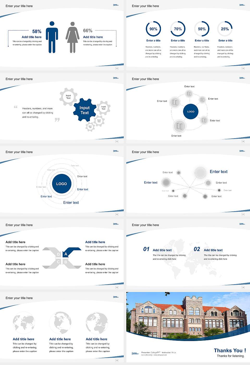 Aurora University Course/Courseware Creation PPT Template16:9 ratio PPT effect preview image4