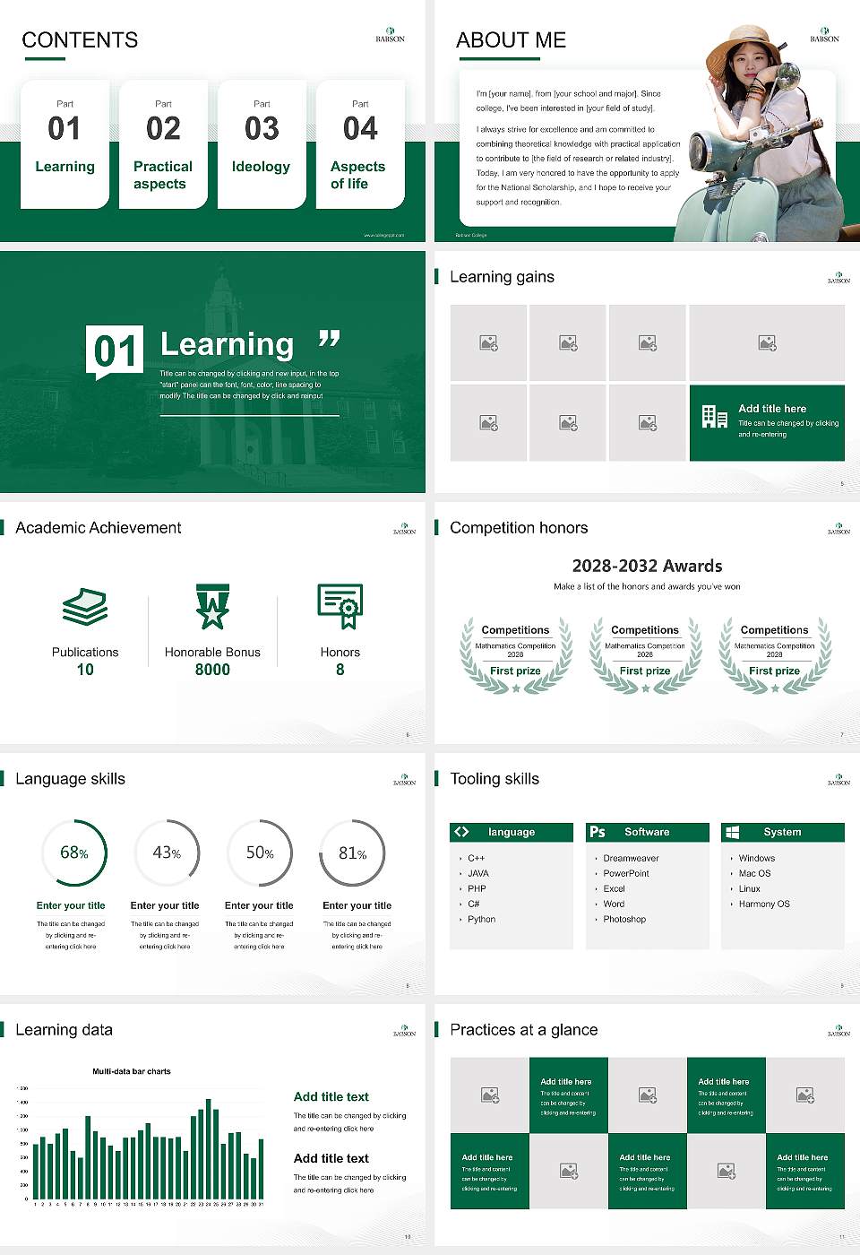 Babson College National Scholarship Defense PPT Template16:9 ratio PPT effect preview image2