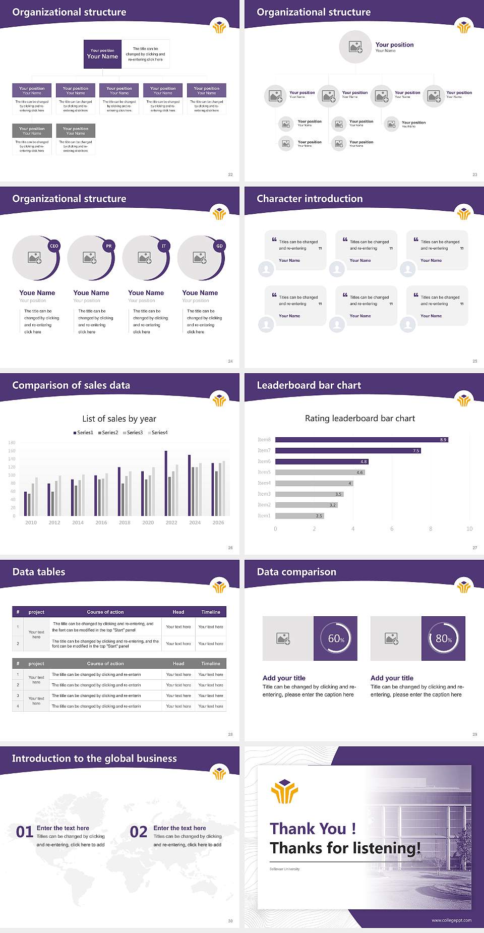Bellevue University Academic Presentation/Research Findings Report PPT Template4:3 ratio PPT effect preview image4