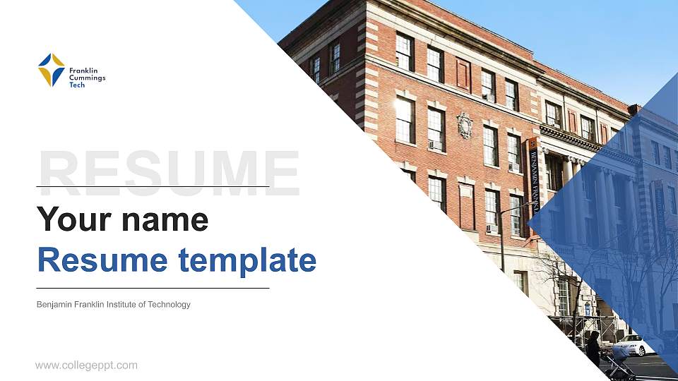 Benjamin Franklin Institute of Technology Resume PPT Template16:9 ratio PPT effect preview image1