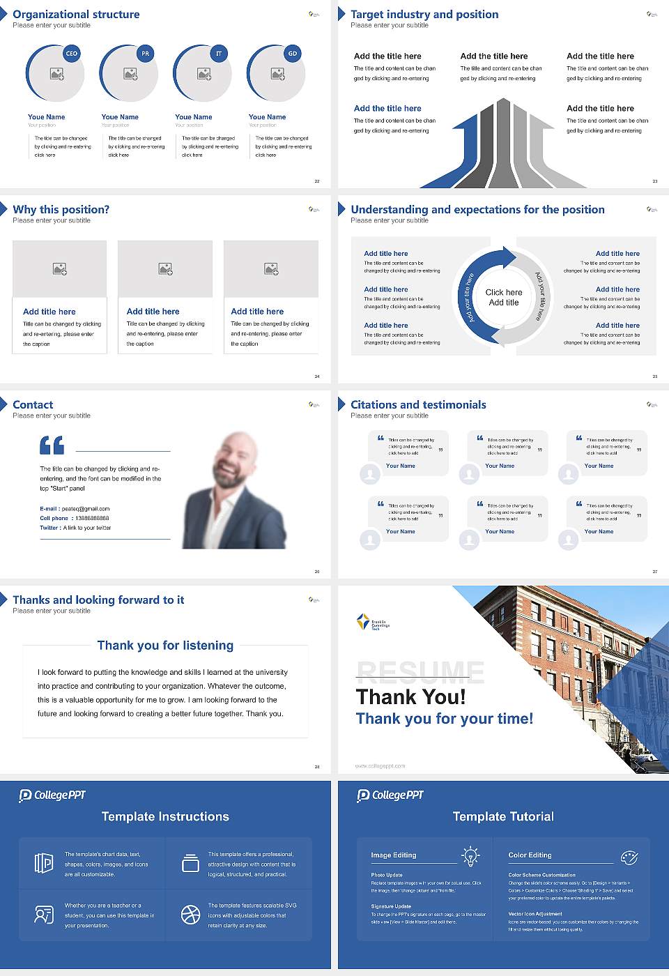 Benjamin Franklin Institute of Technology Resume PPT Template16:9 ratio PPT effect preview image4