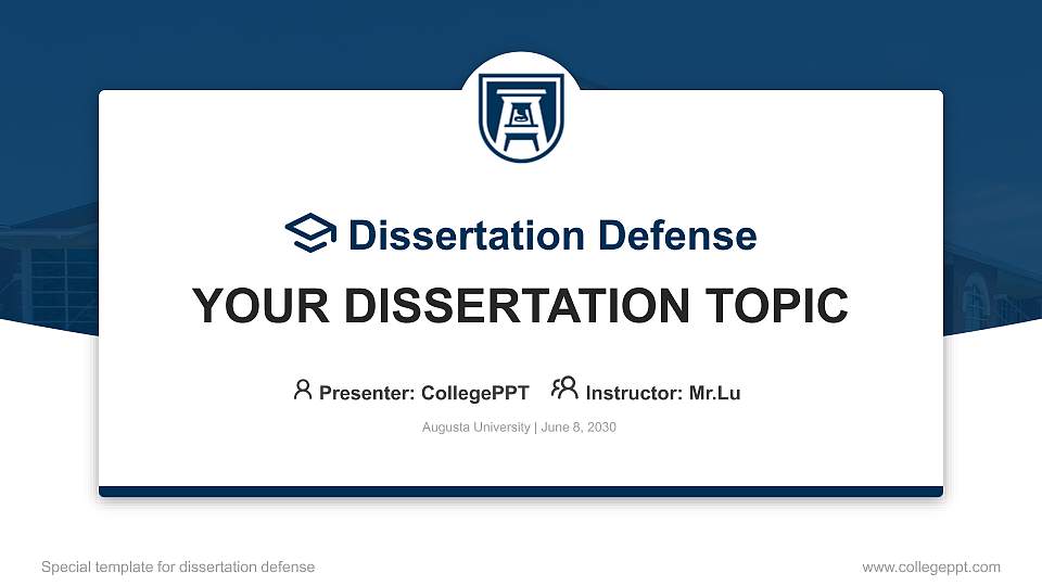 Augusta University Graduation Thesis Defense PPT Template16:9 ratio PPT effect preview image