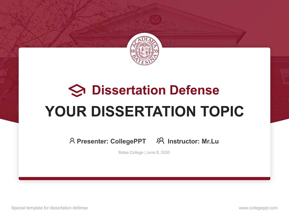 Bates College Graduation Thesis Defense PPT Template4:3 ratio PPT effect preview image7