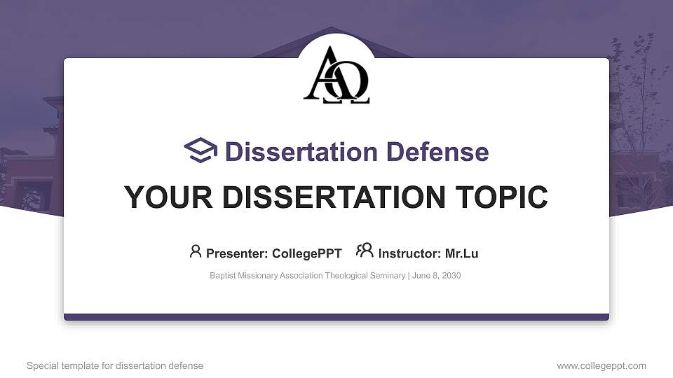 Baptist Missionary Association Theological Seminary Graduation Thesis Defense PPT Template16:9 ratio PPT effect preview image