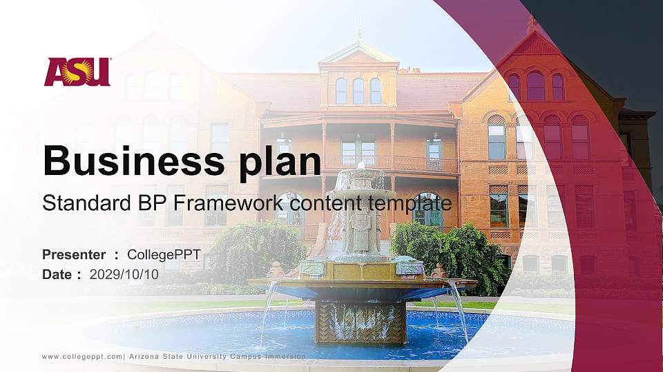 Arizona State University Campus Immersion Competition/Entrepreneurship Contest PPT Template16:9 ratio PPT effect preview image