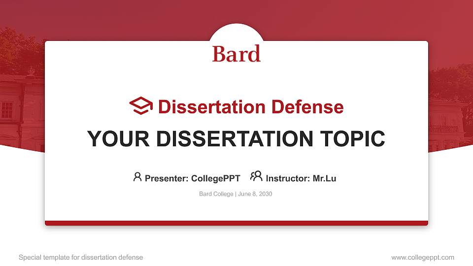 Bard College Graduation Thesis Defense PPT Template16:9 ratio PPT effect preview image
