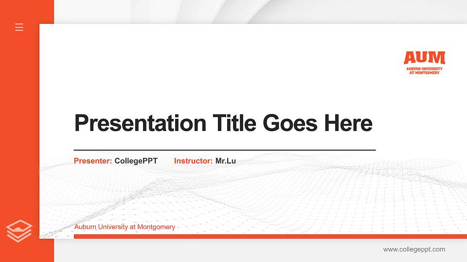 Auburn University at Montgomery Thesis Proposal/Graduation Defense PPT Template16:9 ratio PPT effect preview image
