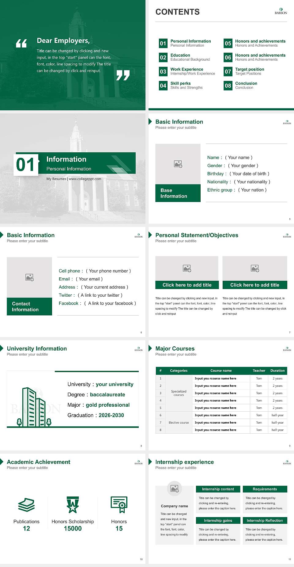 Babson College Resume PPT Template4:3 ratio PPT effect preview image2