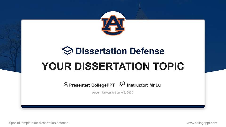 Auburn University Graduation Thesis Defense PPT Template16:9 ratio PPT effect preview image