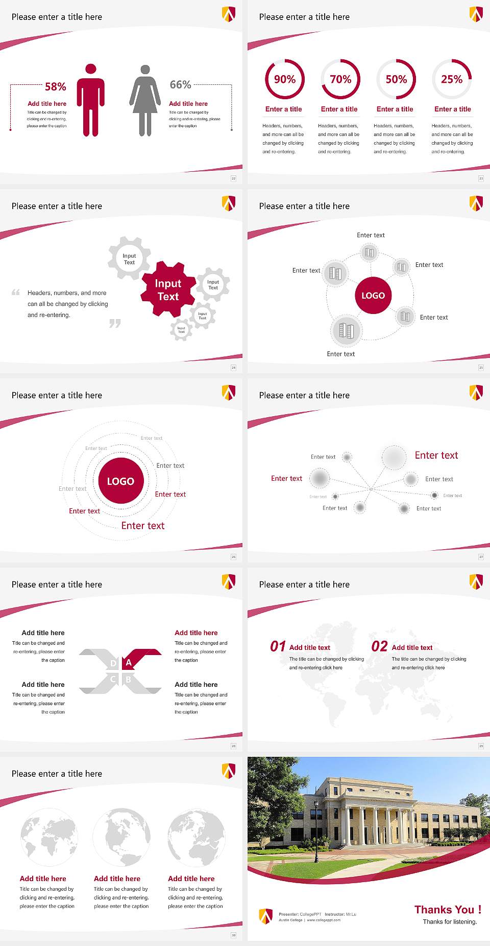 Austin College Course/Courseware Creation PPT Template4:3 ratio PPT effect preview image4