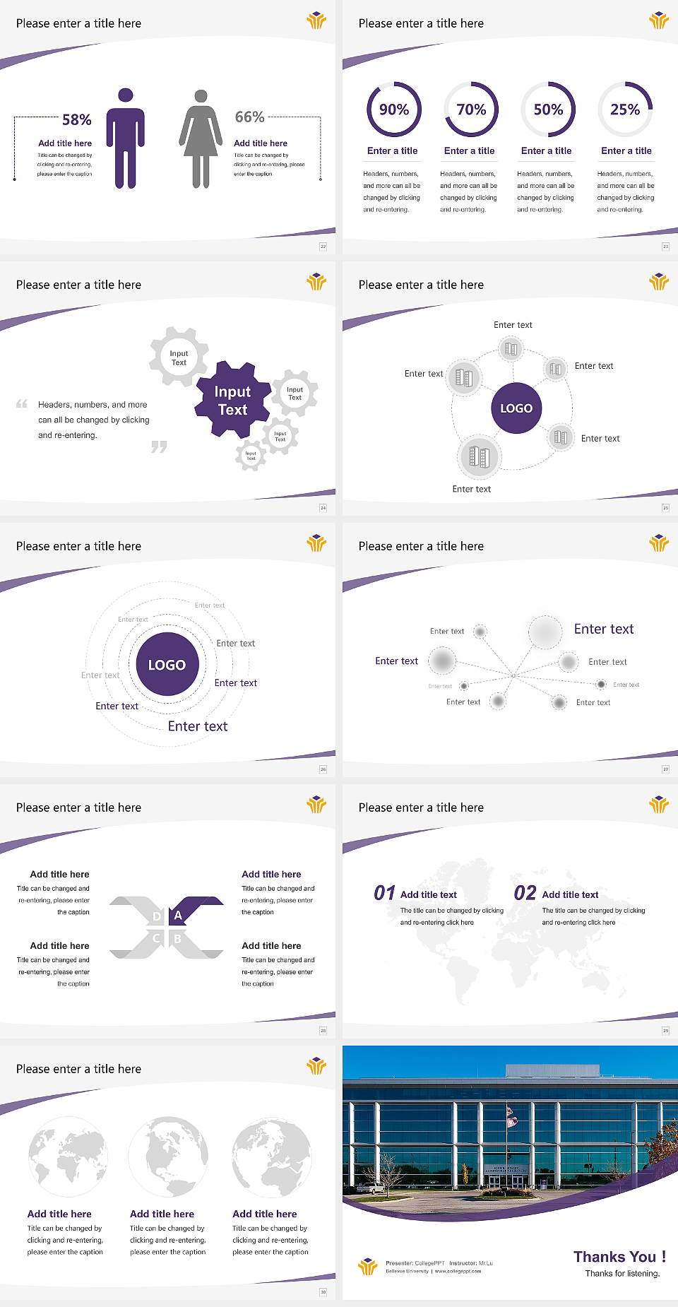 Bellevue University Course/Courseware Creation PPT Template4:3 ratio PPT effect preview image4