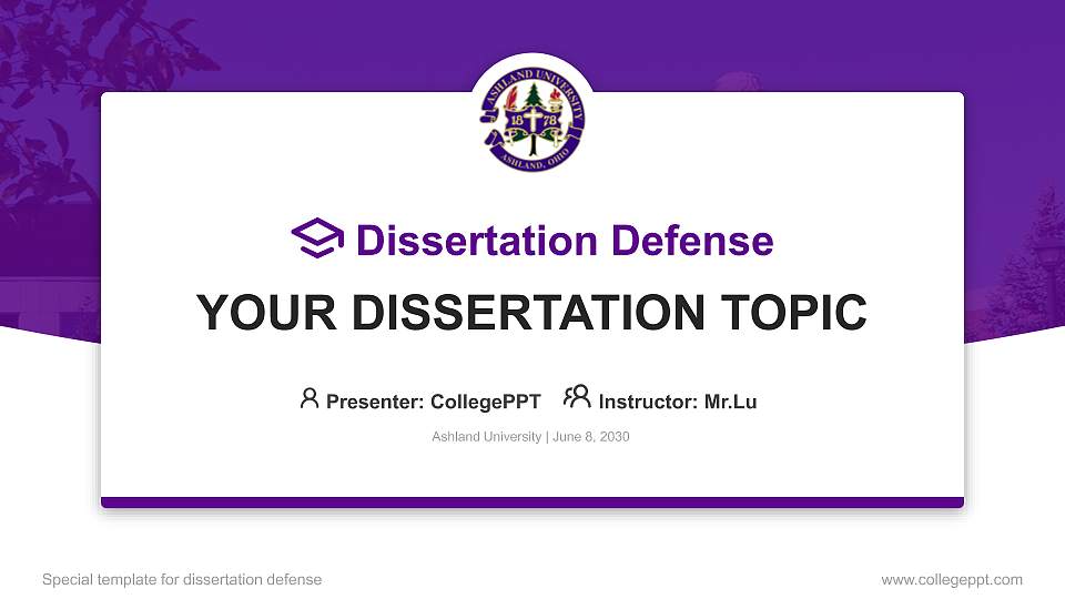 Ashland University Graduation Thesis Defense PPT Template16:9 ratio PPT effect preview image