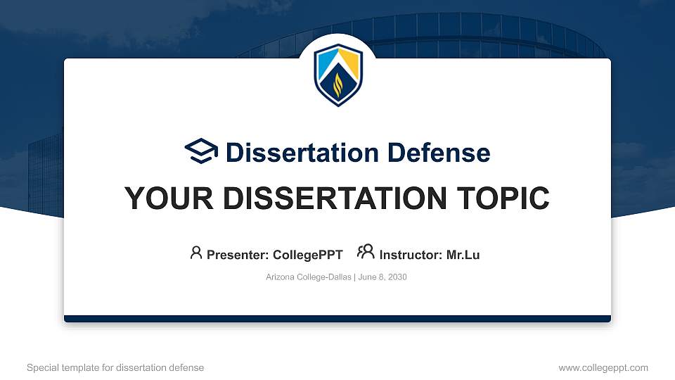 Arizona College-Dallas Graduation Thesis Defense PPT Template16:9 ratio PPT effect preview image
