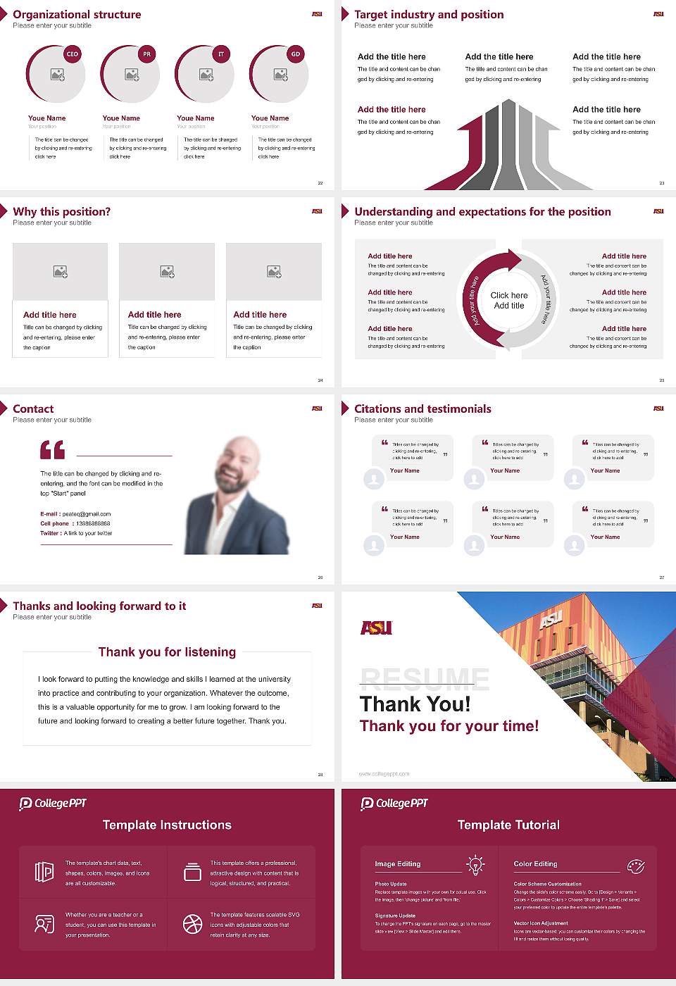 Arizona State University-Downtown Phoenix Resume PPT Template16:9 ratio PPT effect preview image4