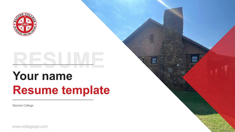 Bacone College Resume PPT Template16:9 ratio PPT effect preview image