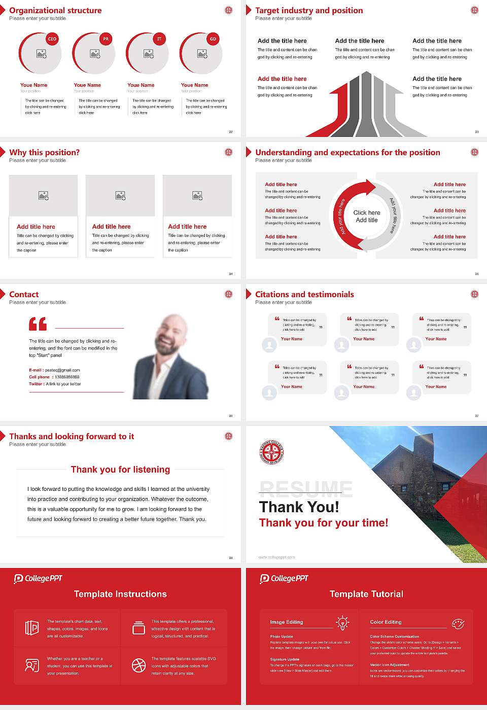 Bacone College Resume PPT Template16:9 ratio PPT effect preview image4
