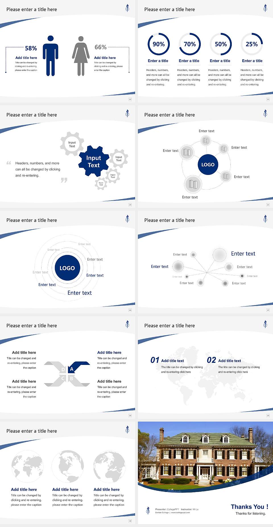Barton College Course/Courseware Creation PPT Template4:3 ratio PPT effect preview image4