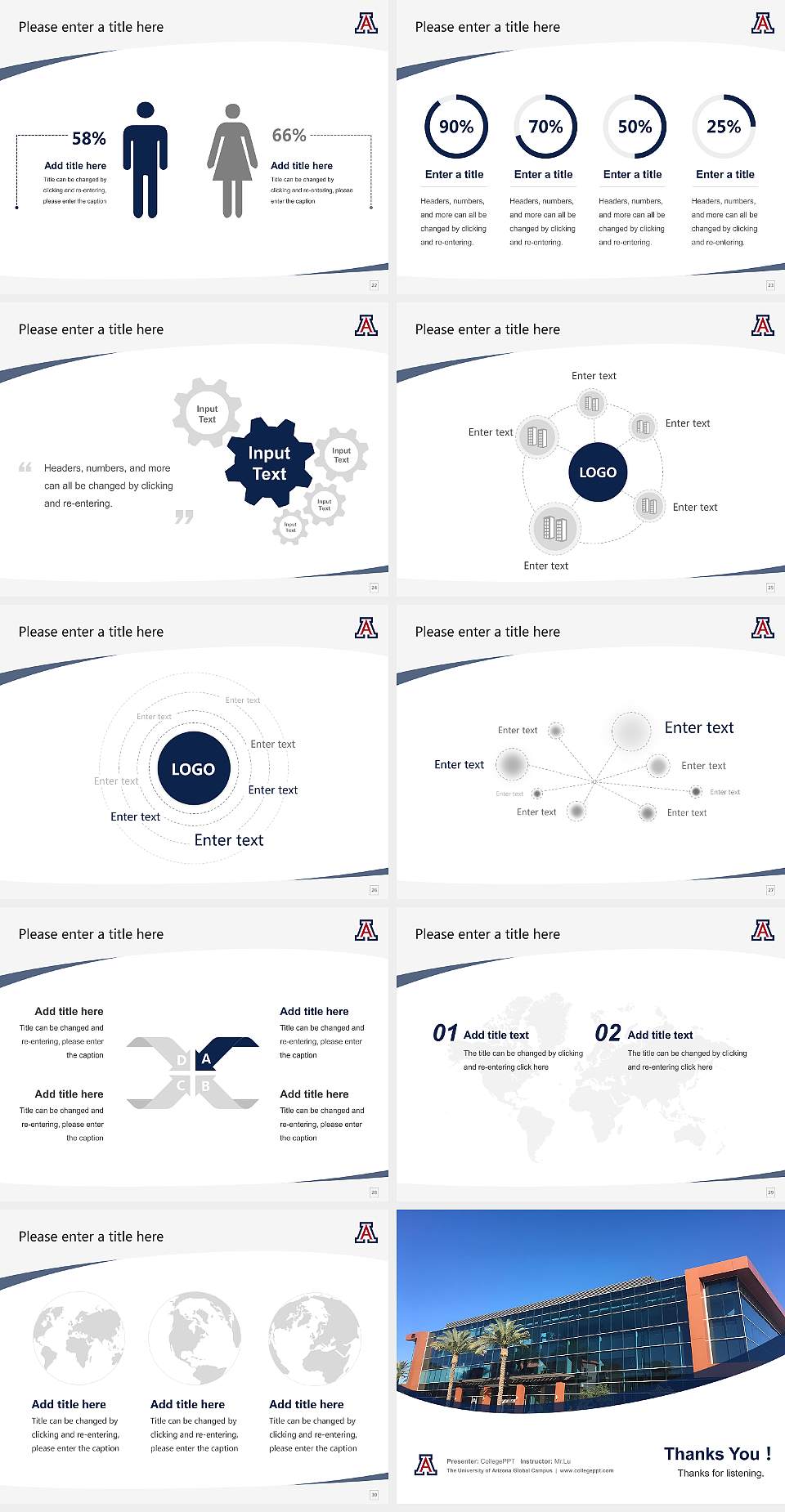 The University of Arizona Global Campus Course/Courseware Creation PPT Template4:3 ratio PPT effect preview image4