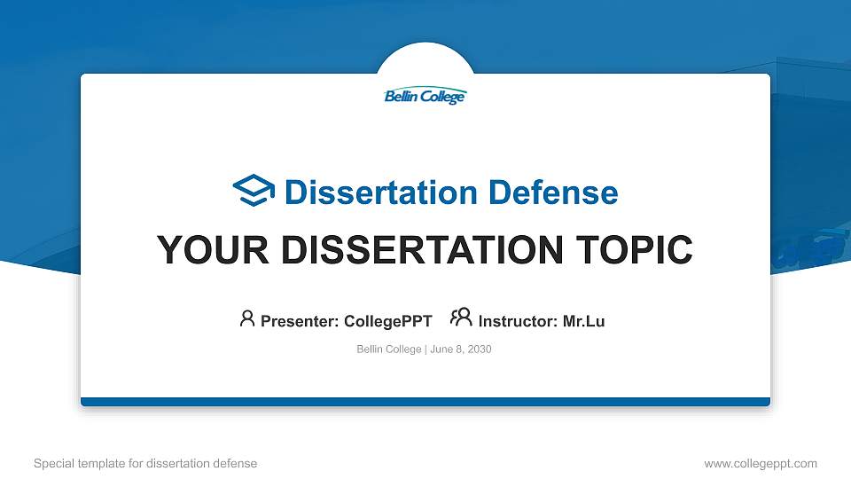 Bellin College Graduation Thesis Defense PPT Template16:9 ratio PPT effect preview image