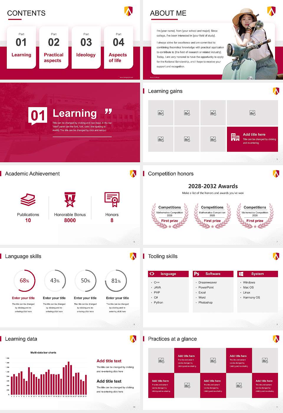 Austin College National Scholarship Defense PPT Template16:9 ratio PPT effect preview image2