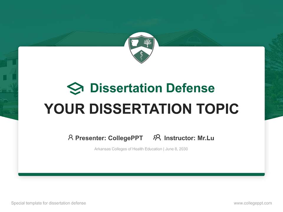 Arkansas Colleges of Health Education Graduation Thesis Defense PPT Template4:3 ratio PPT effect preview image7