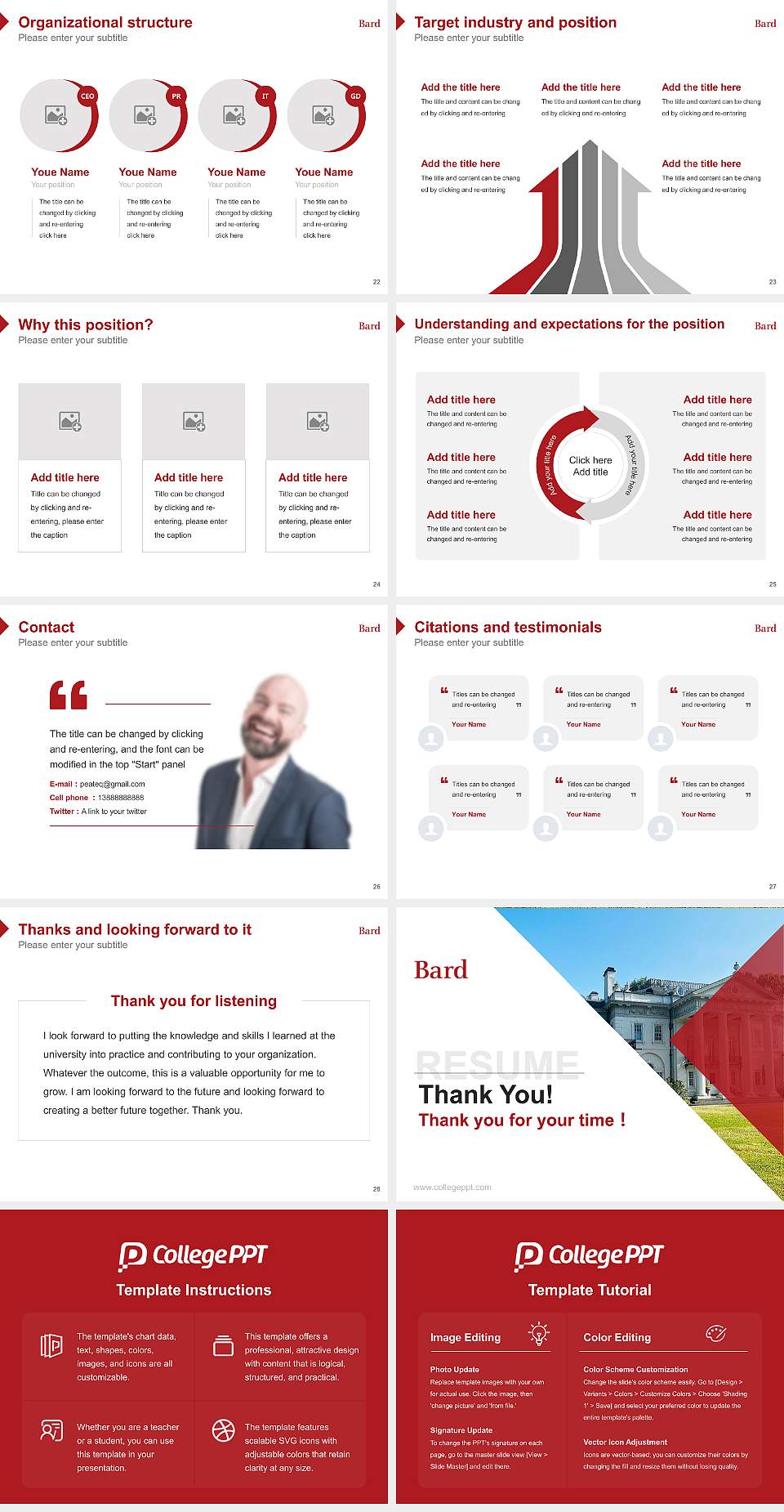 Bard College Resume PPT Template4:3 ratio PPT effect preview image4