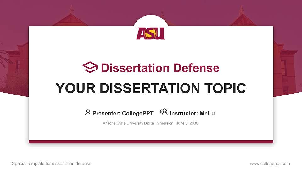 Arizona State University Digital Immersion Graduation Thesis Defense PPT Template16:9 ratio PPT effect preview image