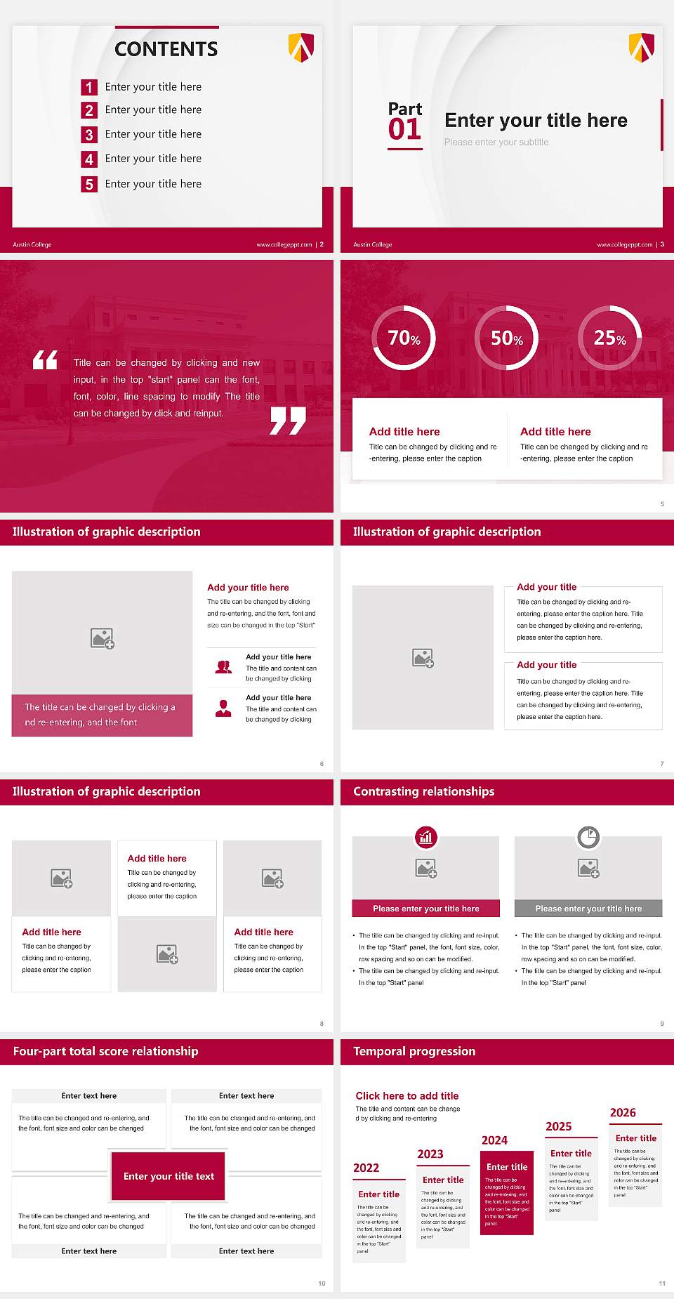 Austin College Thesis Proposal/Graduation Defense PPT Template4:3 ratio PPT effect preview image2