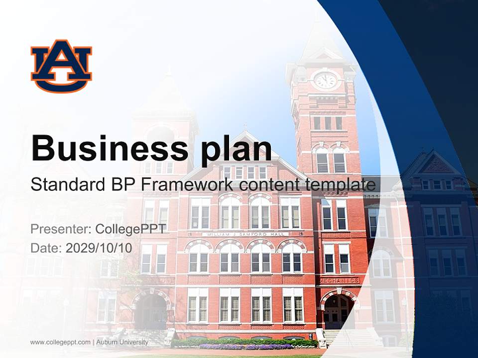 Auburn University Competition/Entrepreneurship Contest PPT Template4:3 ratio PPT effect preview image9