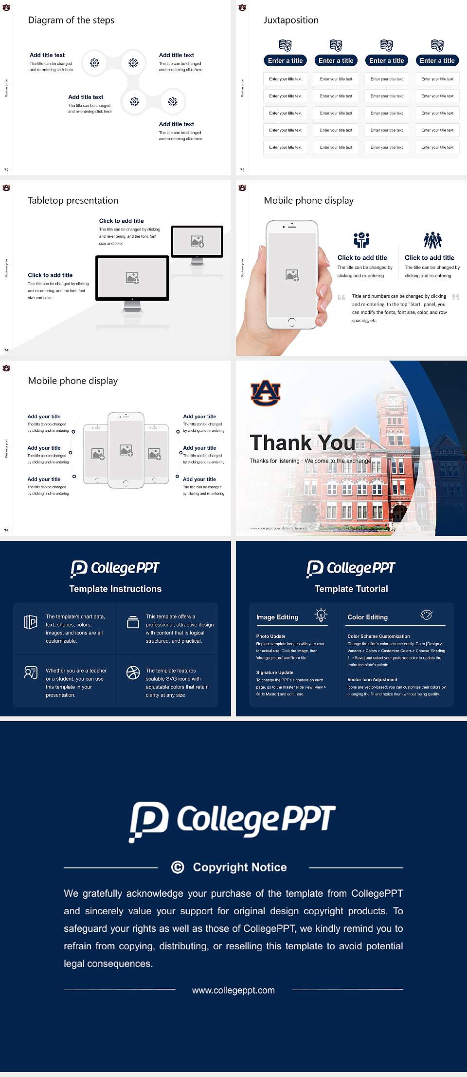 Auburn University Competition/Entrepreneurship Contest PPT Template4:3 ratio PPT effect preview image9