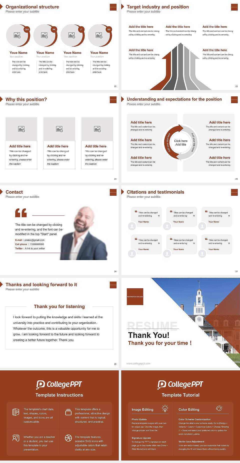 Bennington College Resume PPT Template4:3 ratio PPT effect preview image4