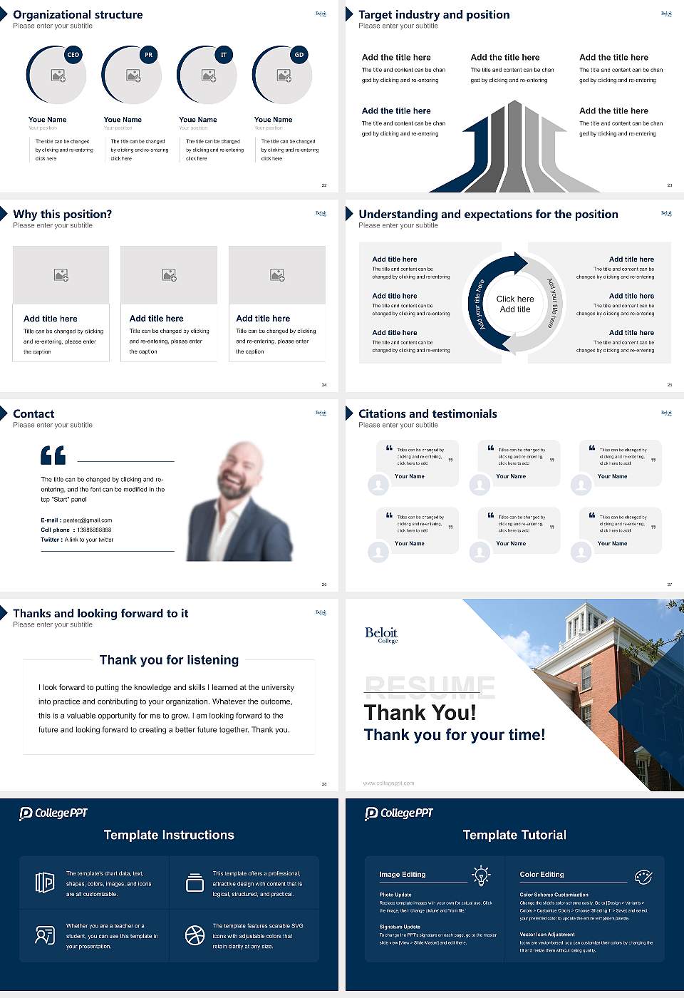 Beloit College Resume PPT Template16:9 ratio PPT effect preview image4
