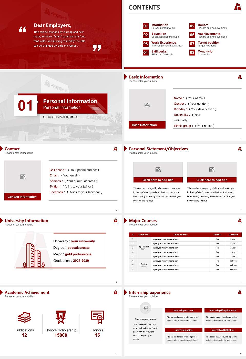 Azusa Pacific University Resume PPT Template16:9 ratio PPT effect preview image2