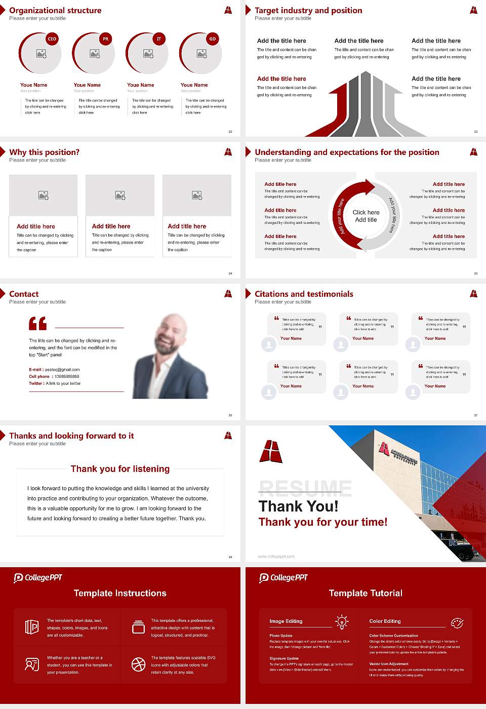 Azusa Pacific University Resume PPT Template16:9 ratio PPT effect preview image4