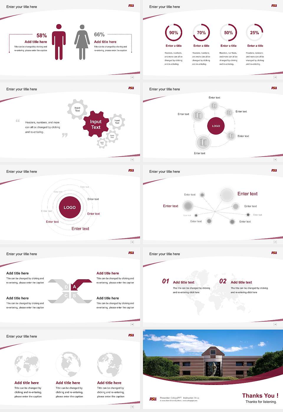 Arizona State University-West Course/Courseware Creation PPT Template16:9 ratio PPT effect preview image4