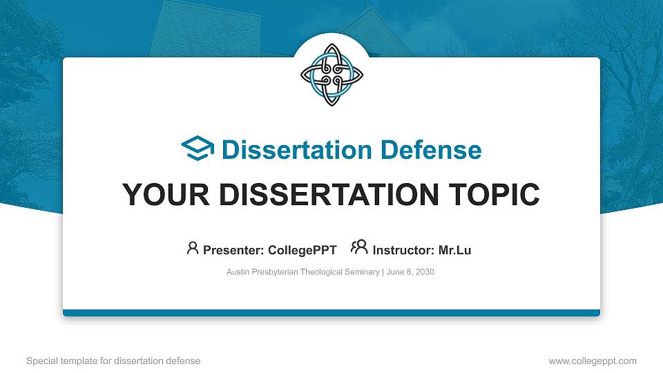 Austin Presbyterian Theological Seminary Graduation Thesis Defense PPT Template16:9 ratio PPT effect preview image