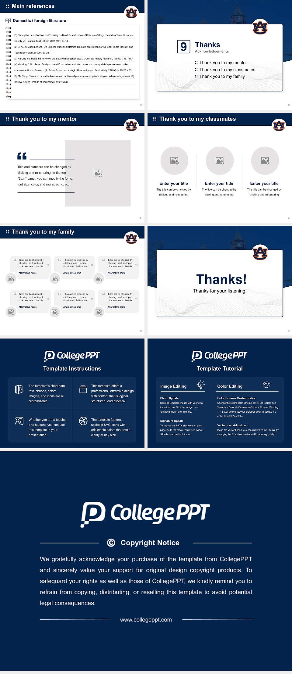 Auburn University Graduation Thesis Defense PPT Template4:3 ratio PPT effect preview image7