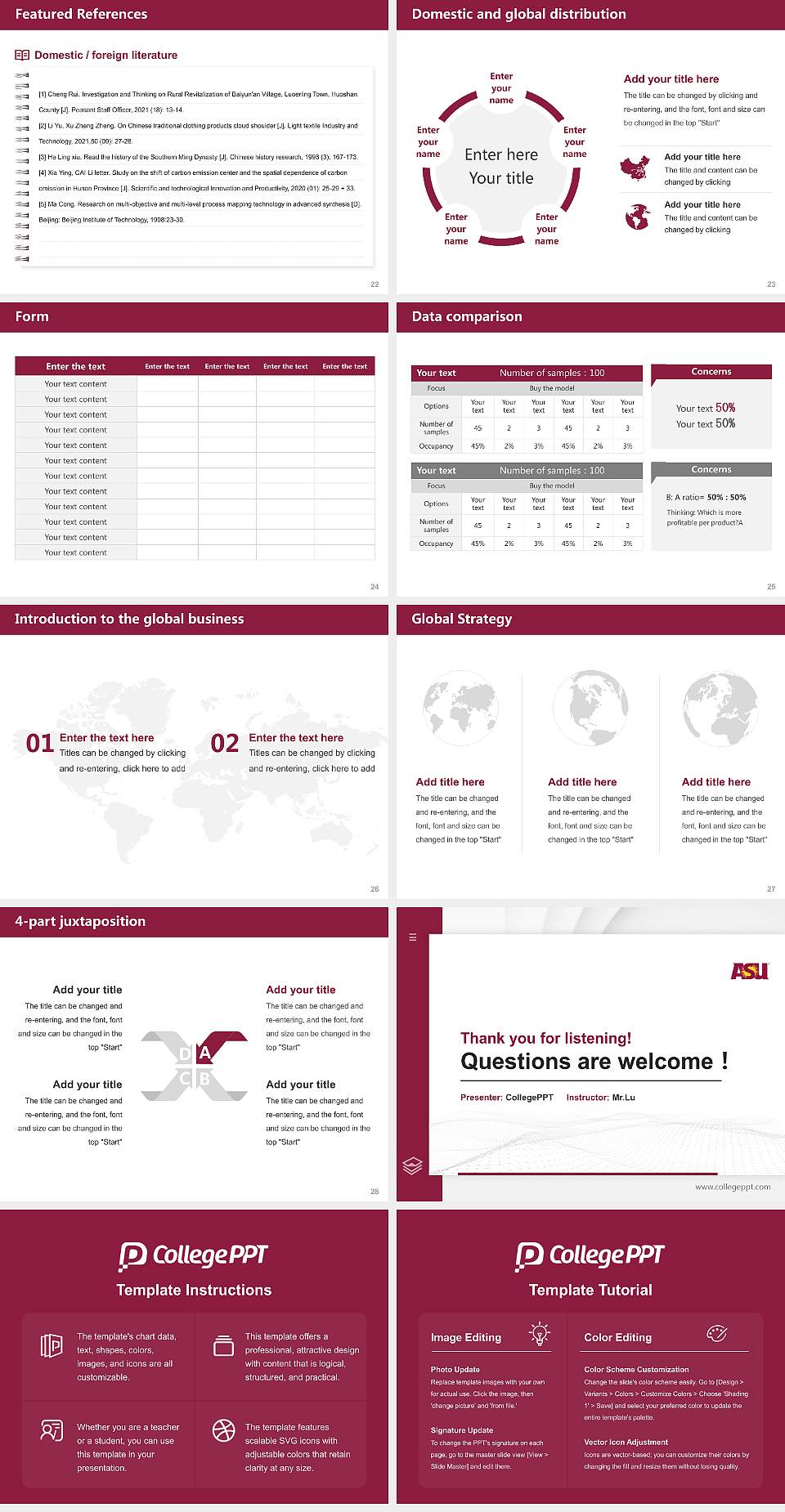 Arizona State University-Downtown Phoenix Thesis Proposal/Graduation Defense PPT Template4:3 ratio PPT effect preview image4