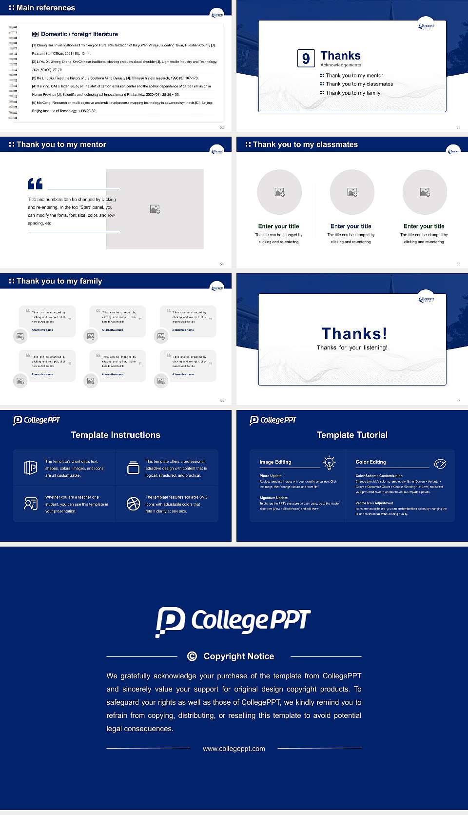 Bennett College Graduation Thesis Defense PPT Template16:9 ratio PPT effect preview image7