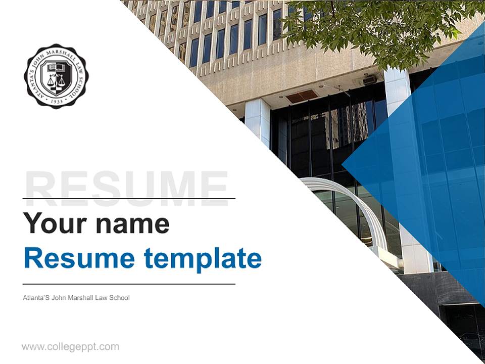 Atlanta’S John Marshall Law School Resume PPT Template4:3 ratio PPT effect preview image5