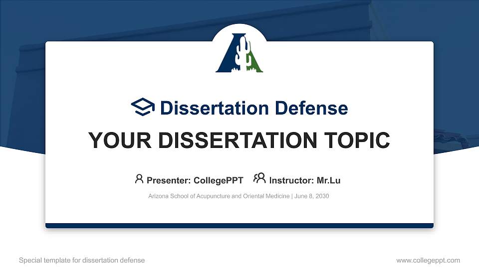 Arizona School of Acupuncture and Oriental Medicine Graduation Thesis Defense PPT Template16:9 ratio PPT effect preview image