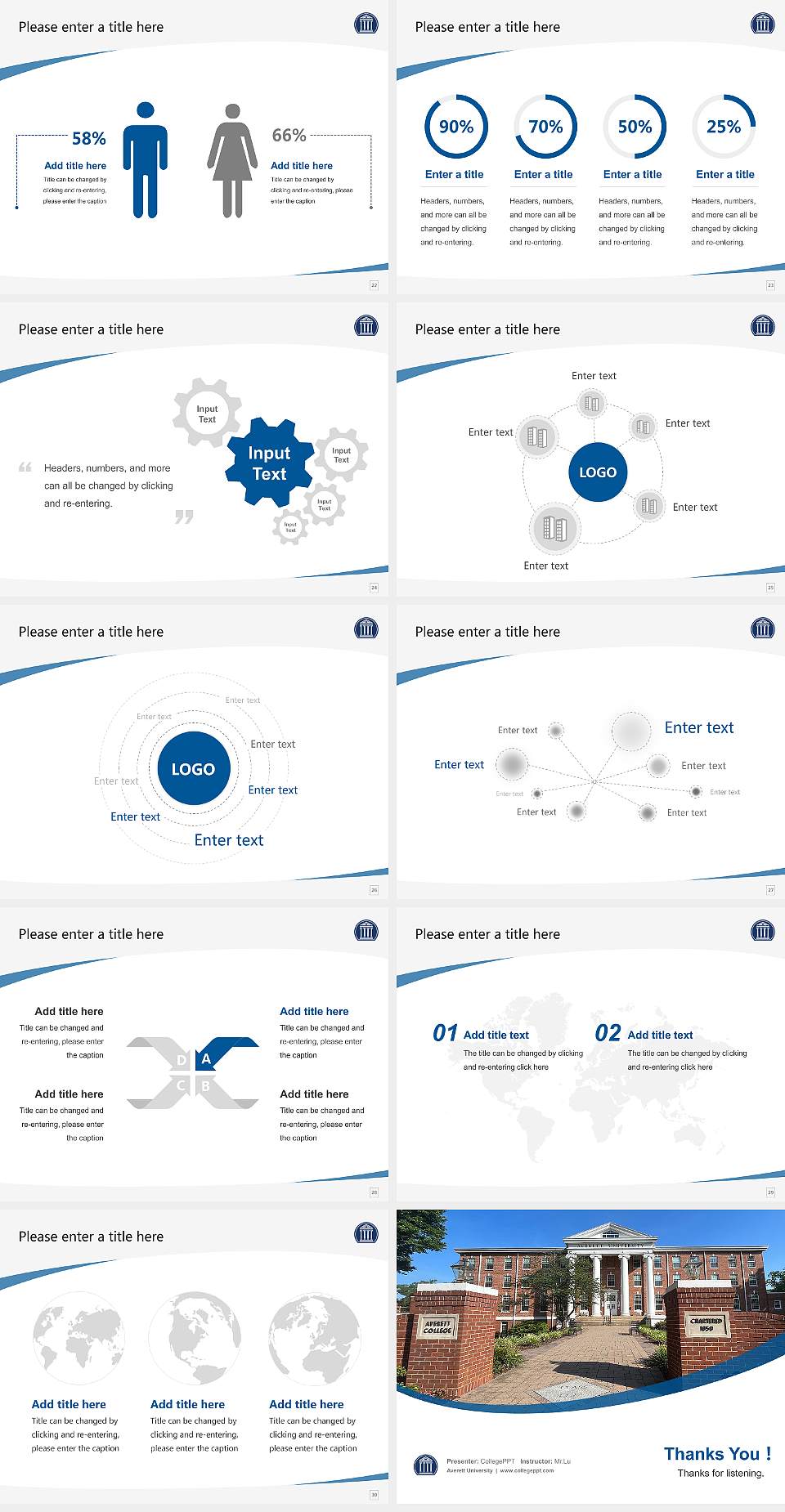 Averett University Course/Courseware Creation PPT Template4:3 ratio PPT effect preview image4